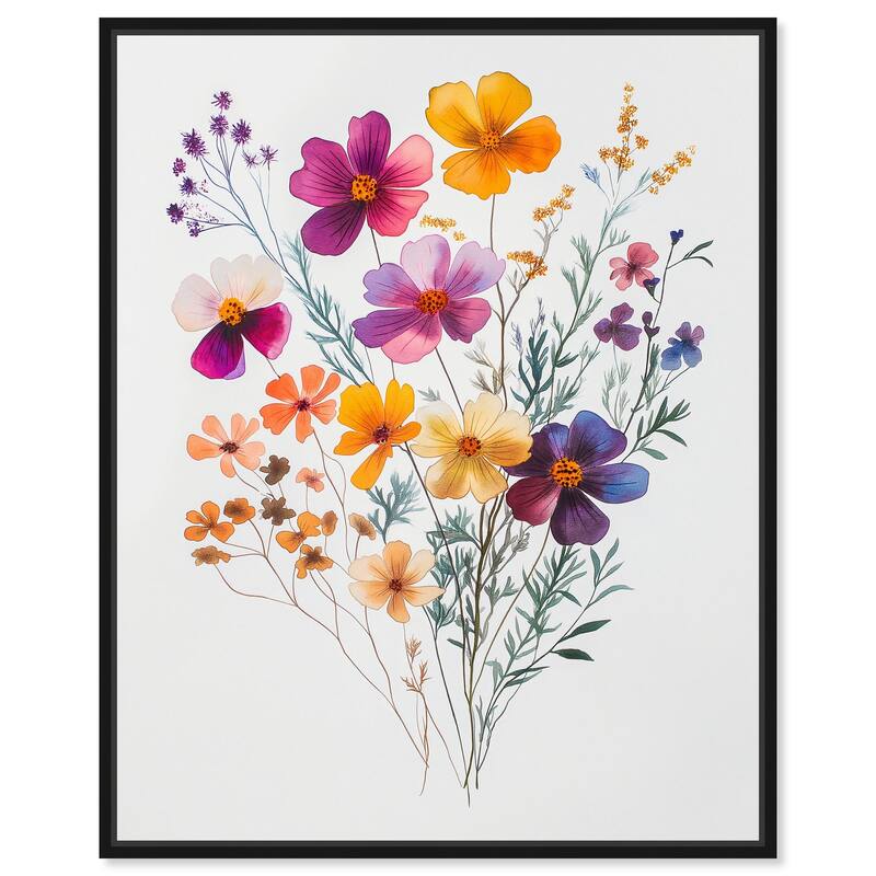 Watercolor Wildflower Canvas by Art Remedy - Black - 20" x 24"