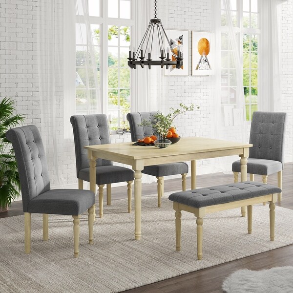 6 piece dining table set with tufted bench Bed Bath Beyond