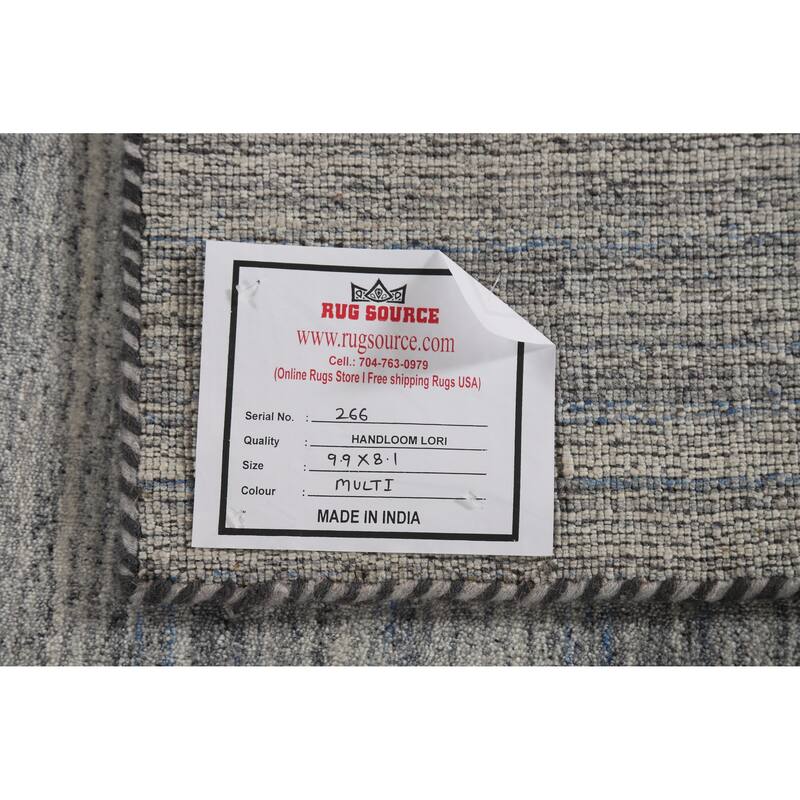 Hand Knotted Oriental 100% Wool Carpet Tribal Tribal Greys & Charcoal Gabbeh Area Rug - 9' 9'' X 8' 1''