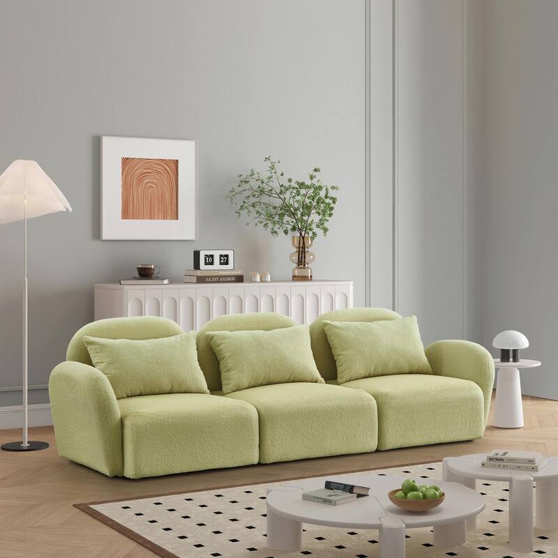 Teddy Fabric Three-Seat Lazy Sofa for Living Room