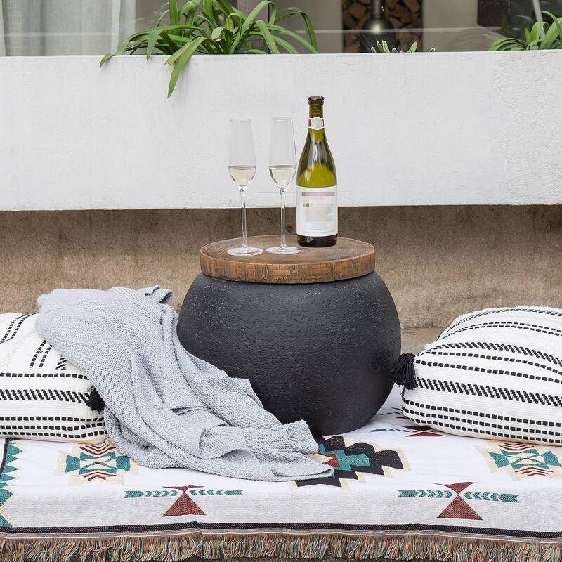 COSIEST Faux-Wood Top Side Table