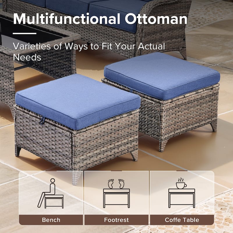 Gymojoy 8-Piece Patio Furniture Set with Swivel Glider Chairs, 6-Inch Ultra-Plush Cushions & Water-Resistant Olefin Fabric