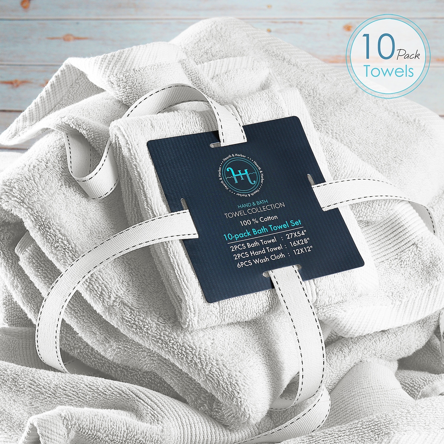 Hearth & Harbor 100% Cotton Ultra Soft Absorbent Towel-image