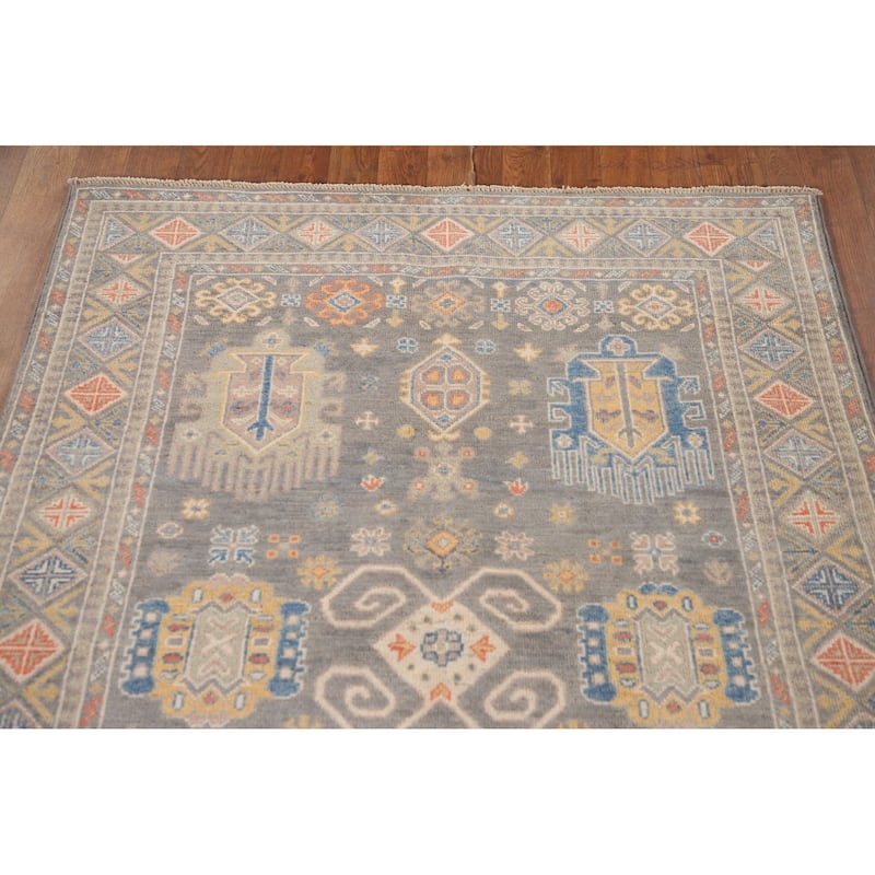 Kazak Oriental Area Rug Handmade Wool Carpet - 4'0"x 5'10"