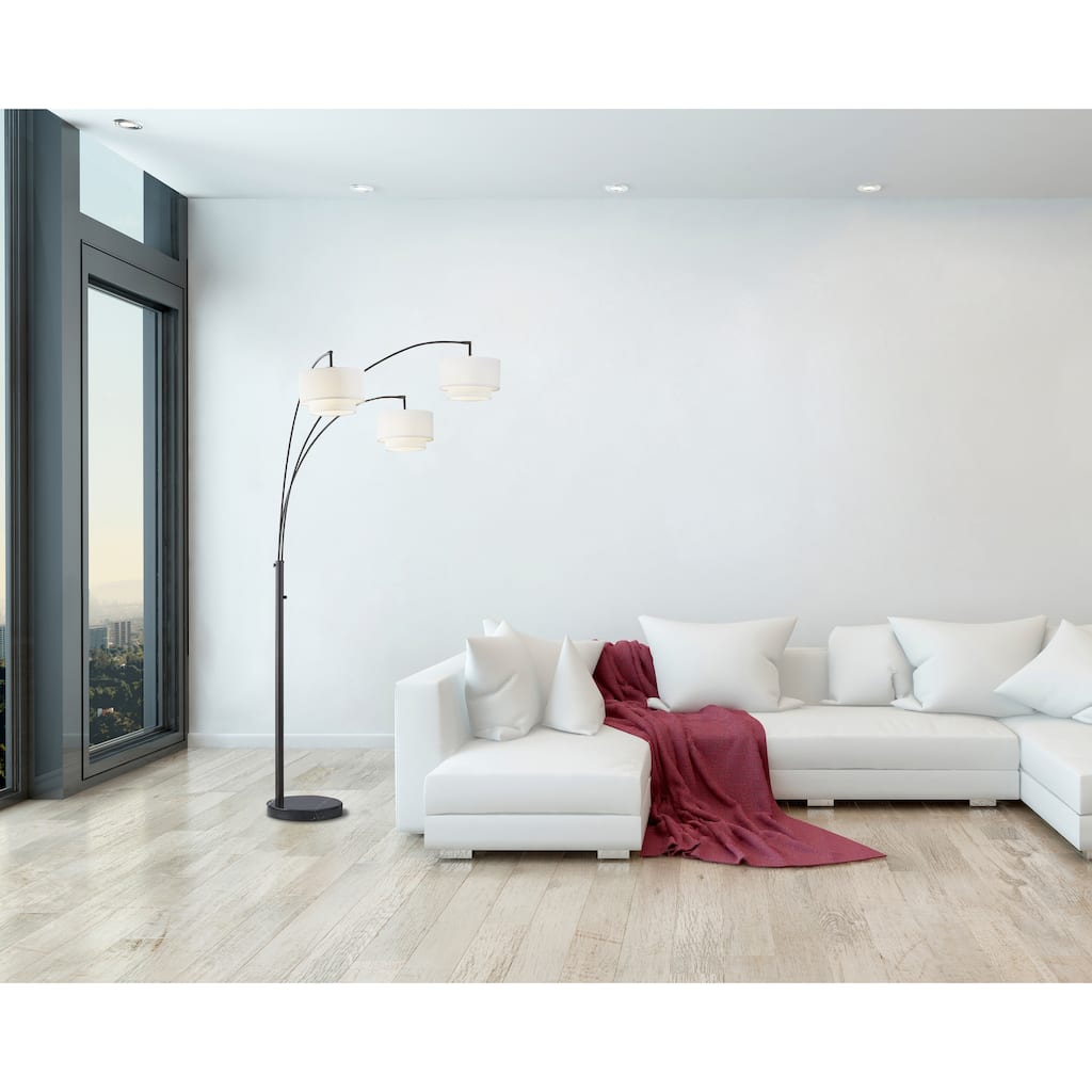83" Double Shade LED Arched Floor Lamp With Marble Base - 83