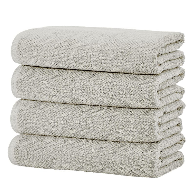Linery & Co. Luxury Cotton Textured Bath Towel - Bath Towel (Pack of 4) - Light Grey