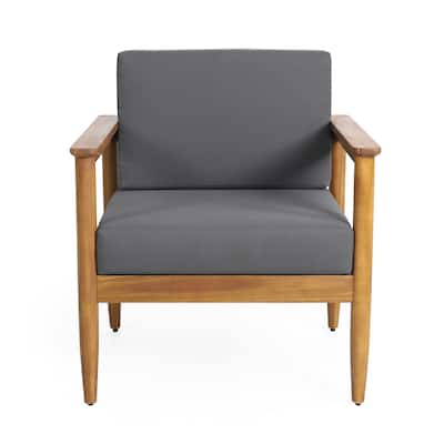 Magnolia Acacia Wood Outdoor Club Chair with Cushions by Christopher Knight Home