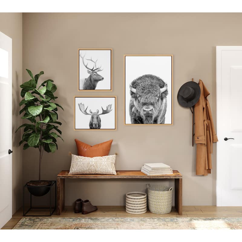 Kate and Laurel Sylvie Sylvie Moose Canvas Art Set by Amy Peterson