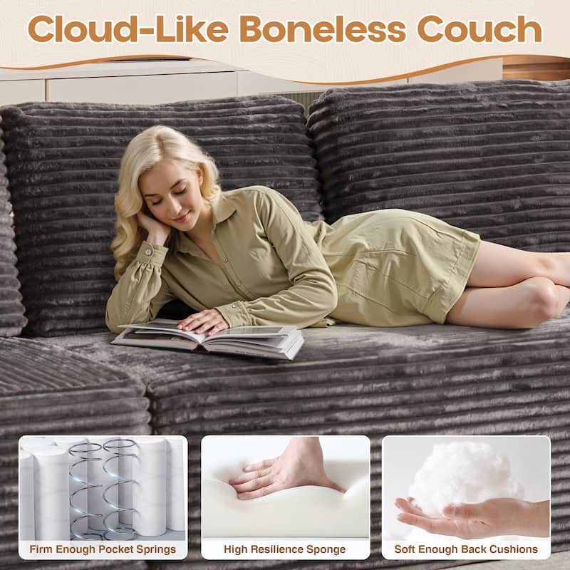 XIZZI Modern Plush Sectional Chaise Sofa Modular Couch with Ottoman