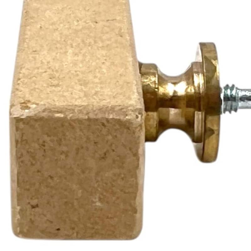 HomeRoots Set of Six Brown Rectangle Knob Stone Drawer Pull Knobs - 5.10 in. x 5.10 in. x 2.60 in.