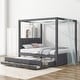 preview thumbnail 2 of 22, Full Size Upholstery Wood Platform Bed with Trundle,Canopy Bed with Drawers