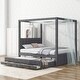 preview thumbnail 21 of 33, Upholstery Canopy Platform Bed with Trundle and Three Storage Drawers