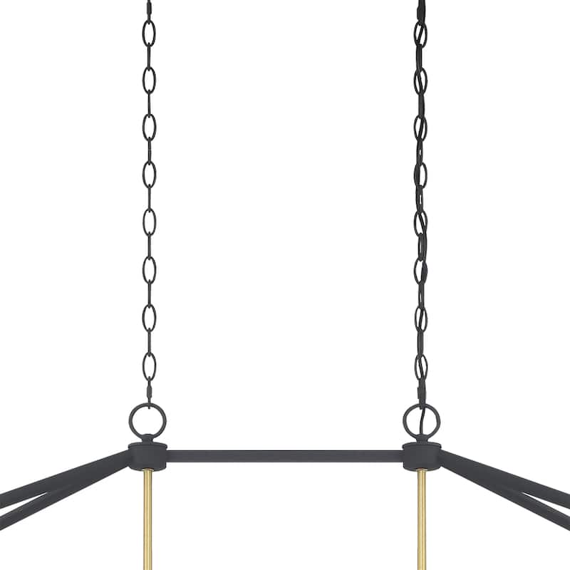 49 in. Modern Farmhouse 6-light Black/ Gold Rectangle Linear Chandelier with UL Certified - 49 inches