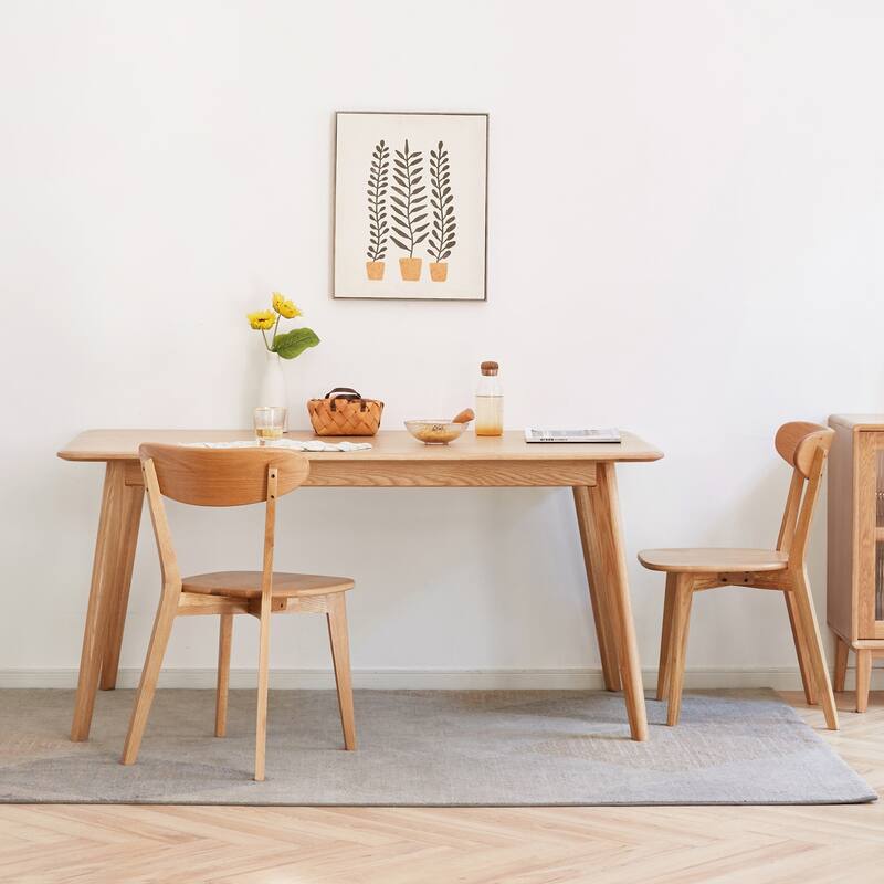 Modern Solid Wood 2 Piece Kitchen Dining Chair with Curved Backrest, Non Slip Feet for Dining Room Kitchen Living Room Bedroom