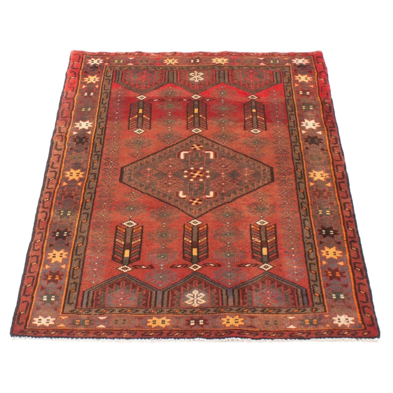 ECARPETGALLERY Hand-knotted Andelz Dark Red Wool Rug - 3' 3" x 4' 7"