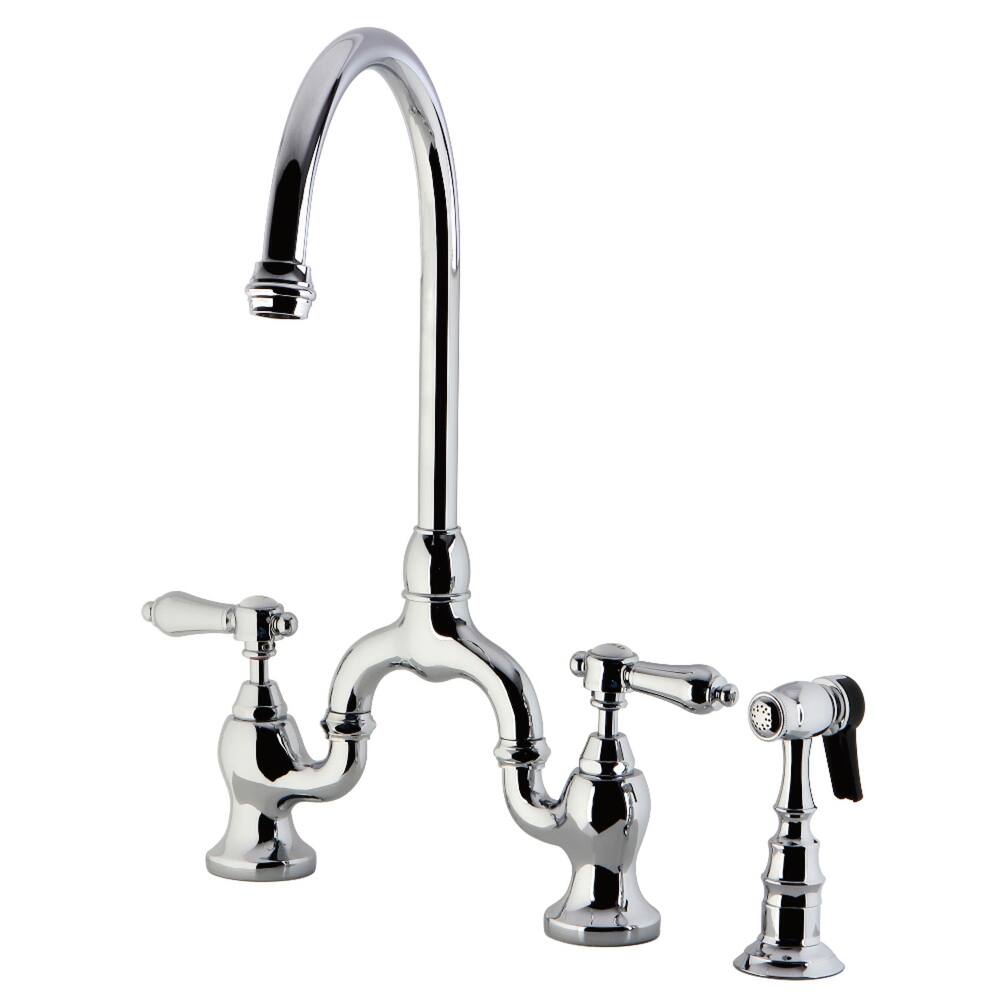 Kingston Brass Heirloom Bridge Kitchen Faucets with Brass Sprayer