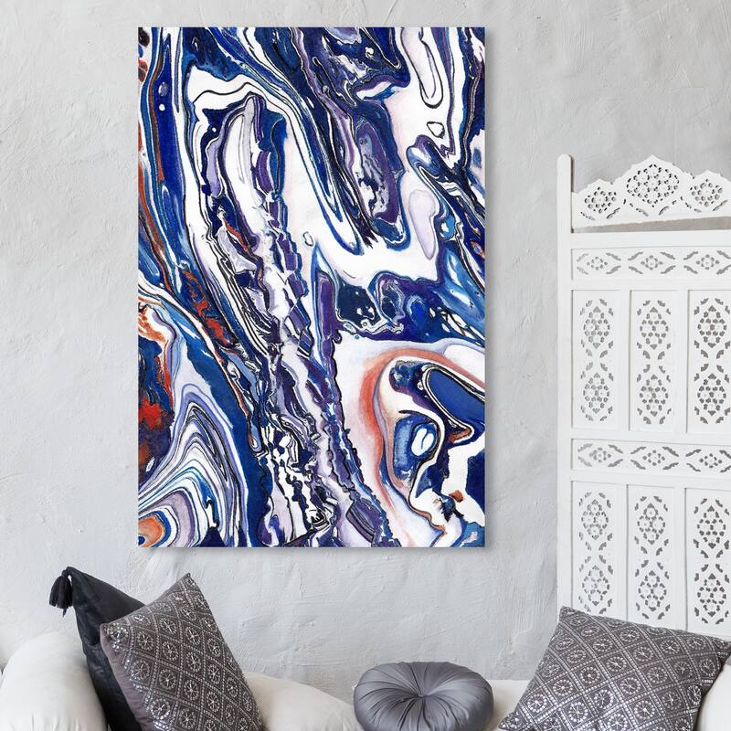 Wynwood Studio Canvas Abstract Pacific Blue Blue and Nautical & Coastal Wall Art Canvas Print - 45 x 30