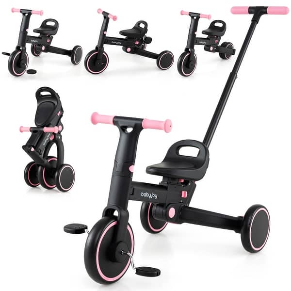 slide 2 of 3, Gymax Toddler Tricycle w/Push Handle Adjustable Seat Removable Pedal