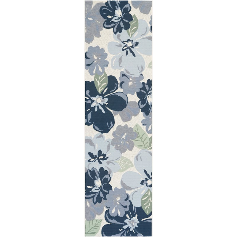 Dream Decor Rugs Gelato Giardino Indoor Outdoor Area Rug - 2'3" x 7'10" Runner - Gray/Blue