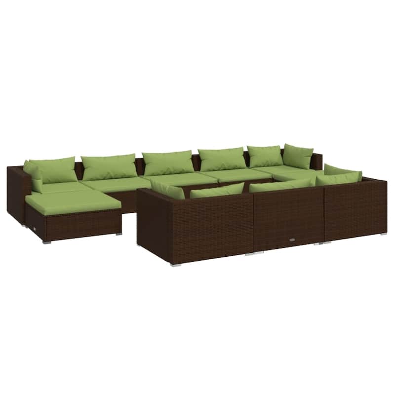 vidaXL Patio Lounge Set Outdoor Sectional Sofa Set Table Garden Poly Rattan - 27.6" x 27.6" x 23.8"