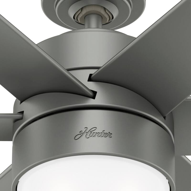 Hunter 60" Solaria Outdoor Damp-Rated Ceiling Fan with LED Light Kit and Wall Control - Contemporary, Industrial - ENERGY STAR!