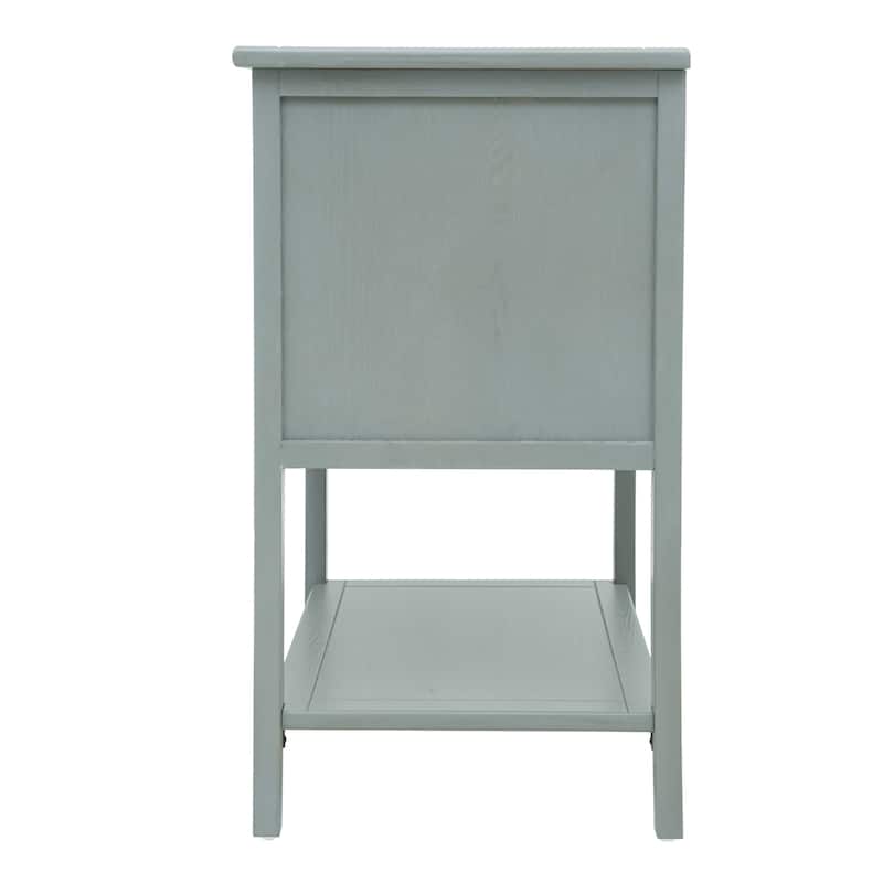 2 Drawer Wooden End Side Table