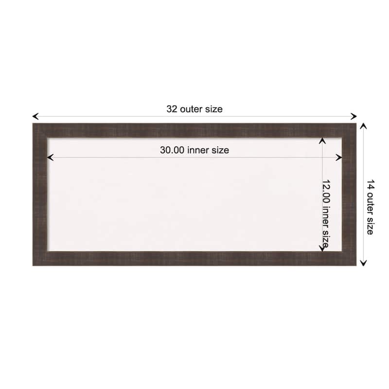 Whiskey Brown Rustic Wood Framed White Corkboard Bulletin Board - Board Size 30x12