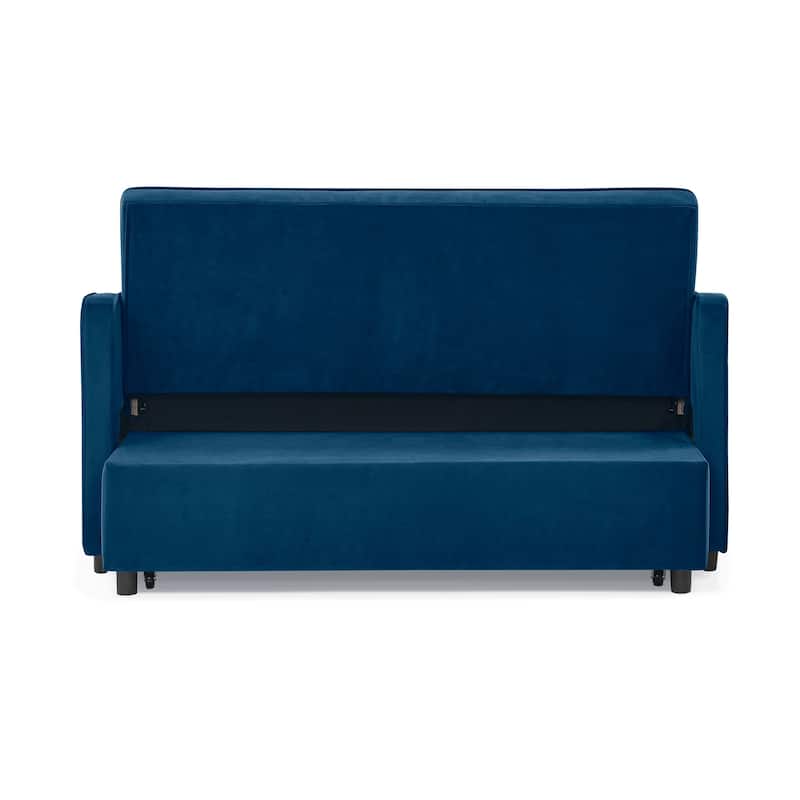 53" Foam Adjustable Loveseat Sofa Bed with Pull-Out Bed, USB/Type-C Charging, Copper Nail Trim, and Arm Storage Pockets