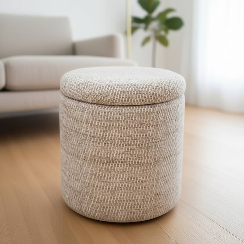 Modern Fabric Round Storage Ottoman