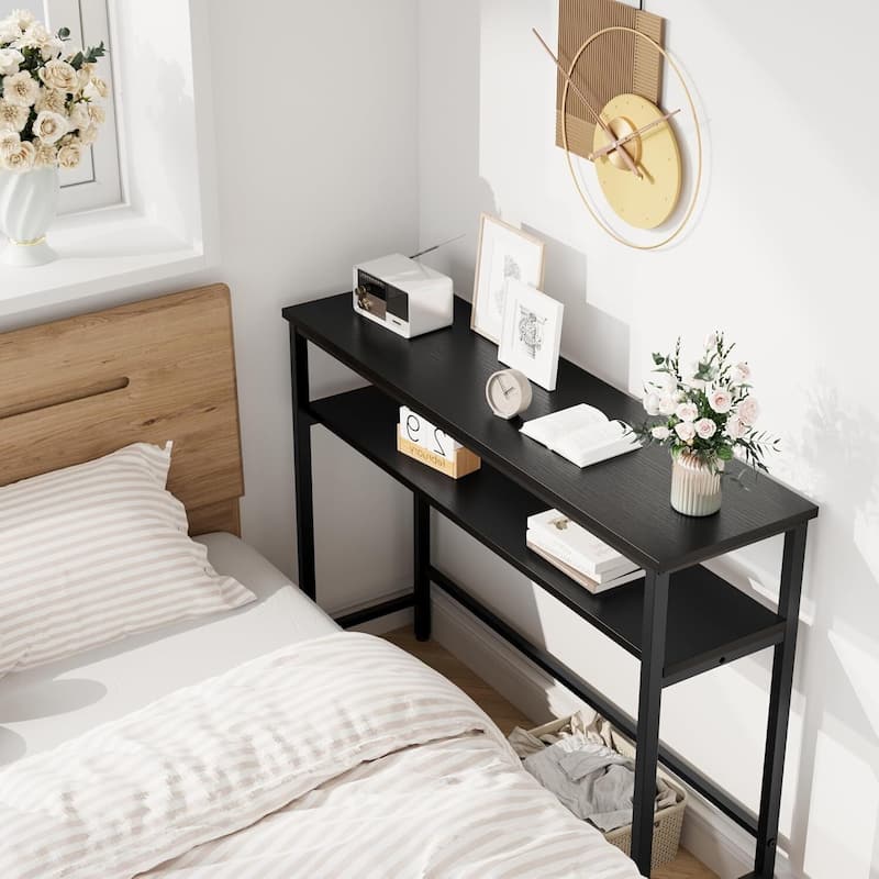 Narrow and Thin Sofa Table with Adjustable Shelves