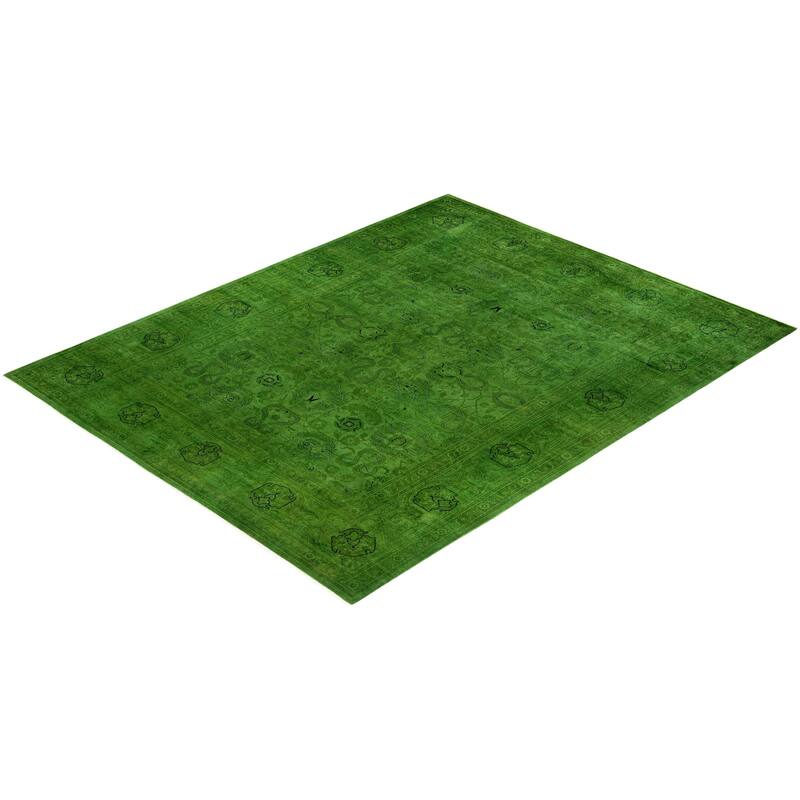 Overdyed One-of-a-Kind Hand-Knotted Area Rug - Green - 8' 2" x 10' 5"