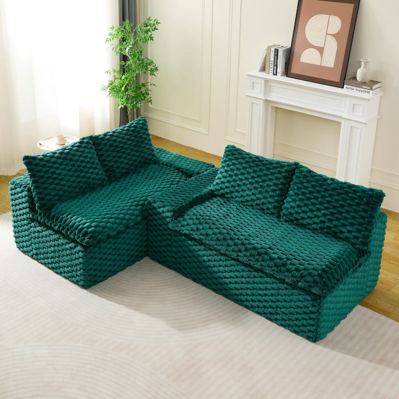 Free Combination Modular Couch Fluffy Turtle Velvet Sectional Sofa