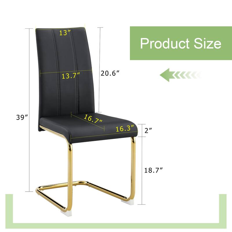 4-Pack PU Upholstered Dining Chairs - Modern High-Back Side Chairs with Luxury Gold-Plated Iron Tube Legs for Dining Room