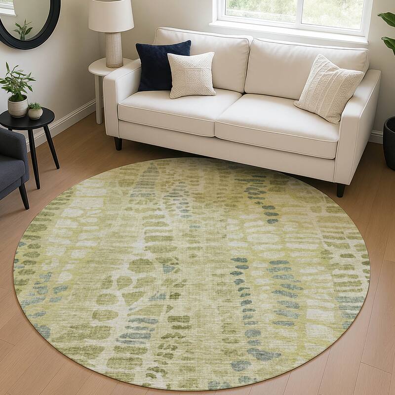 Machine Washable Indoor/ Outdoor Modern Imprints Chantille Rug