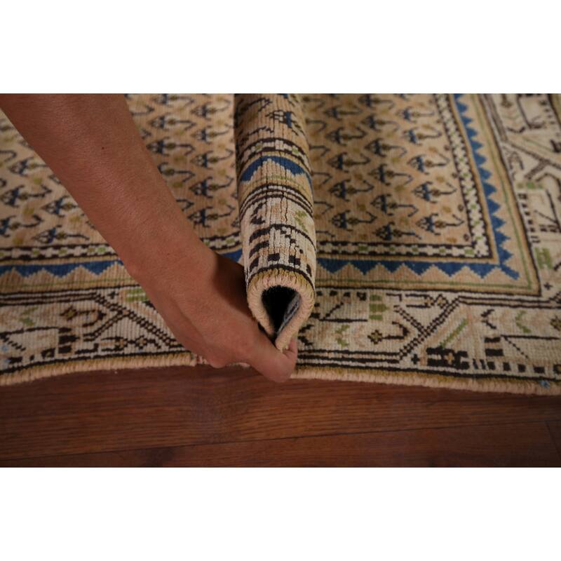 All-Over Boteh Botemir Foyer Rug Hand-Knotted Wool Carpet - 3'9" x 6'3"