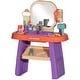 preview thumbnail 10 of 8, Qaba Kids Vanity Set, Toddler Makeup Table with Faucet, Mirror, LED Light, Music, 23 Accessories - Purple