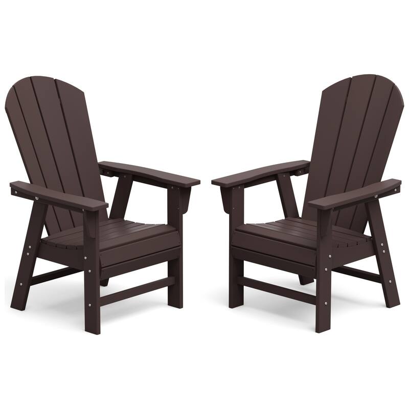 Polytrends Laguna Casual Upright Adirondack Chair (Set of 2) - Dark Brown