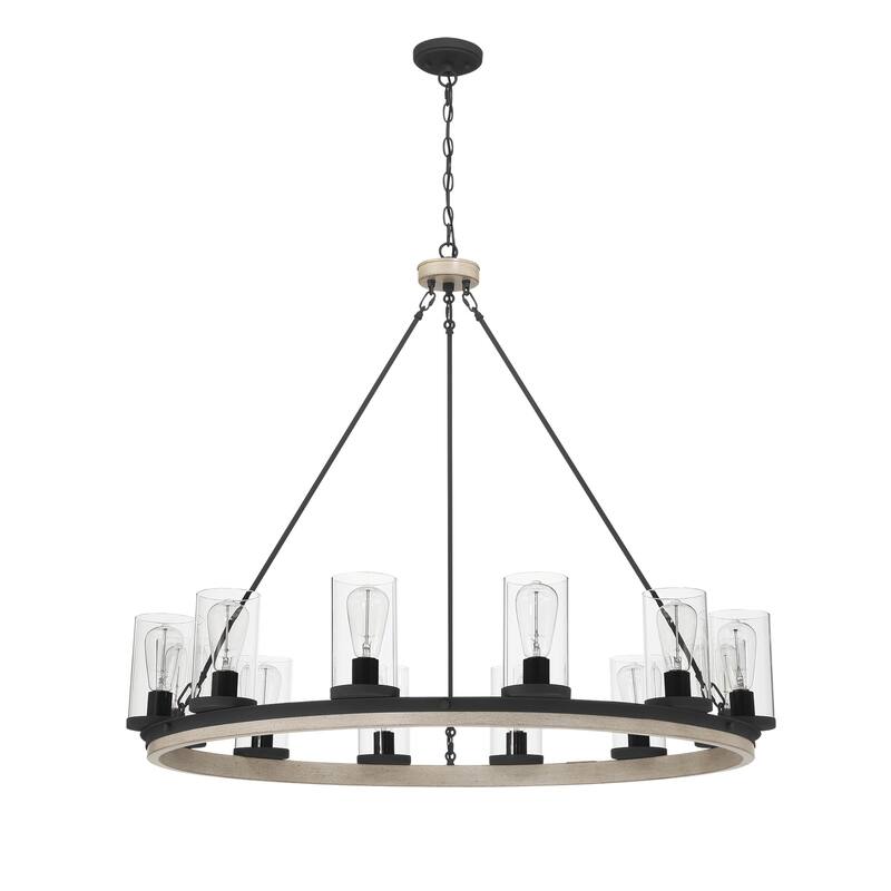 Allegray 12-light Farmhouse Faux Wood Wagon Wheel Chandelier with UL Certified - 42 inches