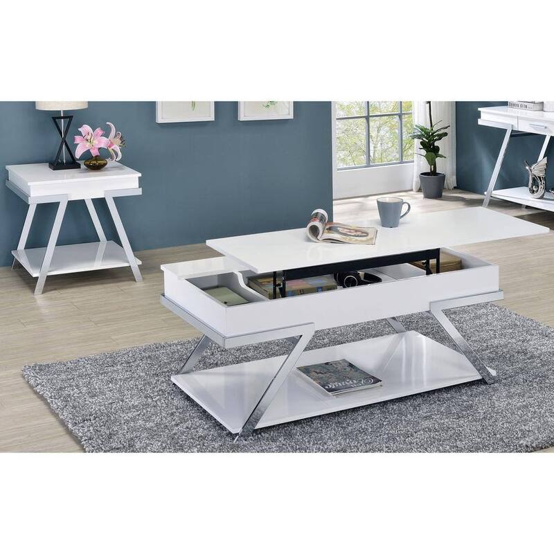 Contemporary Style 1pc End Table High Gloss Finish Chrome Frame Gorgeous Living Room Furniture