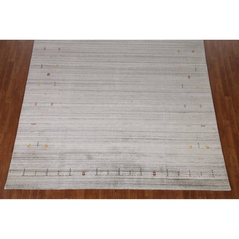 Handmade Gabbeh Indian Area Rug Hand-Knotted Wool Carpet - 8'0"x 9'11"