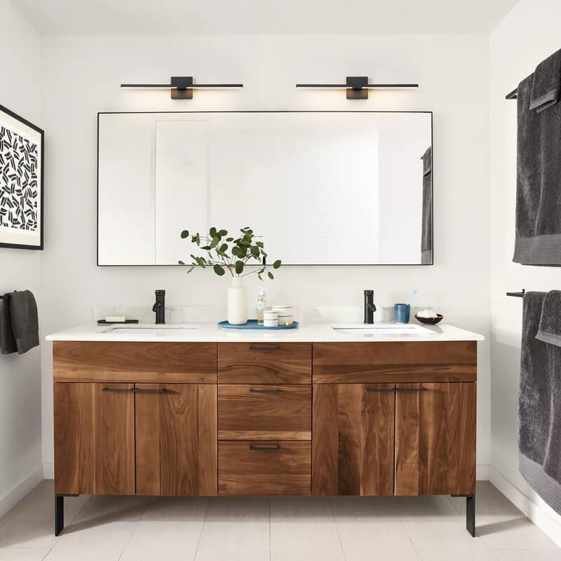 1-Light 23.6" Modern Linear Black Bathroom Vanity Light Integrated LED Color-Changing Lighting Fixtures Over Mirror