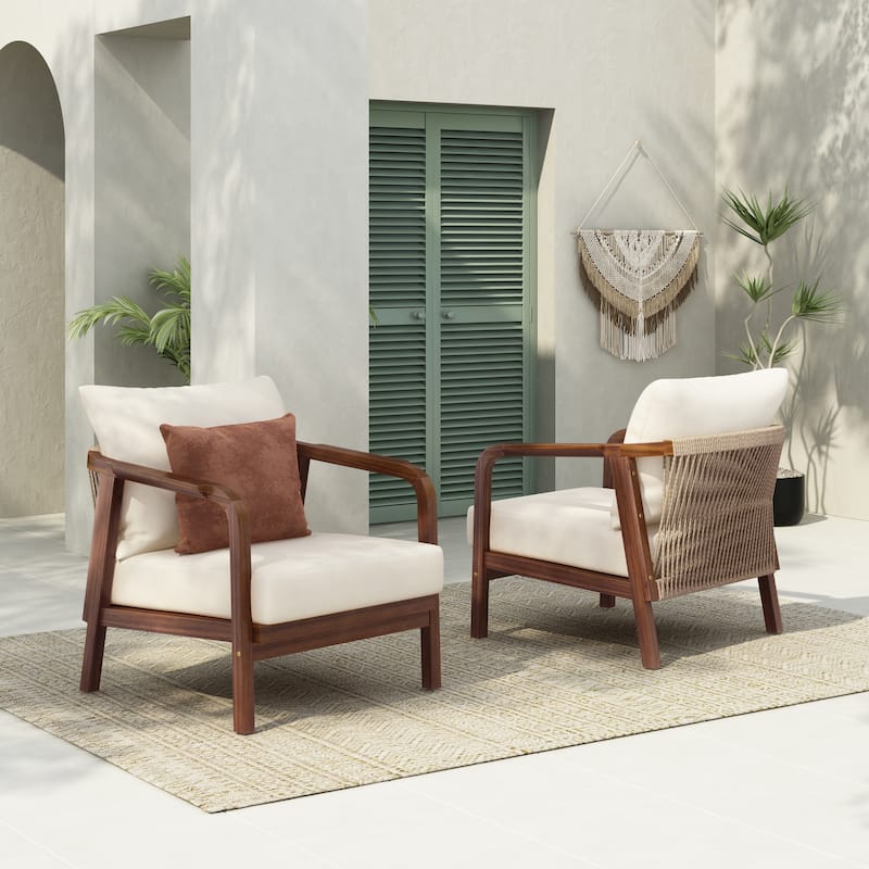 Outdoor Lounge Chair with Woven Backrest