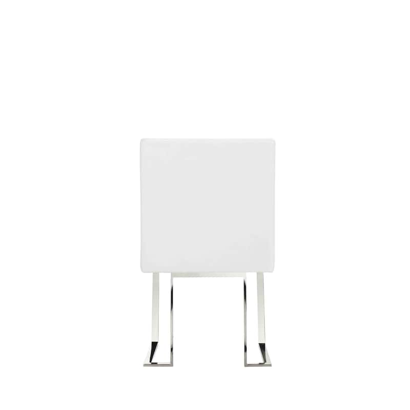 Boly 19 Inch Side Dining Chair Set of 2, Chrome Cantilever Steel Base White