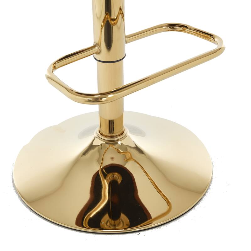 Set of 2 Bar Stools,with Chrome Footrest and Base, Swivel Height Adjustable Mechanical Lifting Velvet Bar Stools