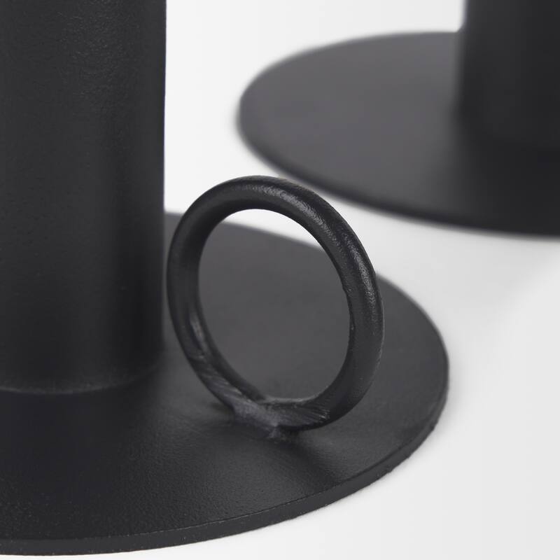 Noir Matte Black Metal Candle Holders (Set of 3) - 3.9L x 3.9W x 7.1H
