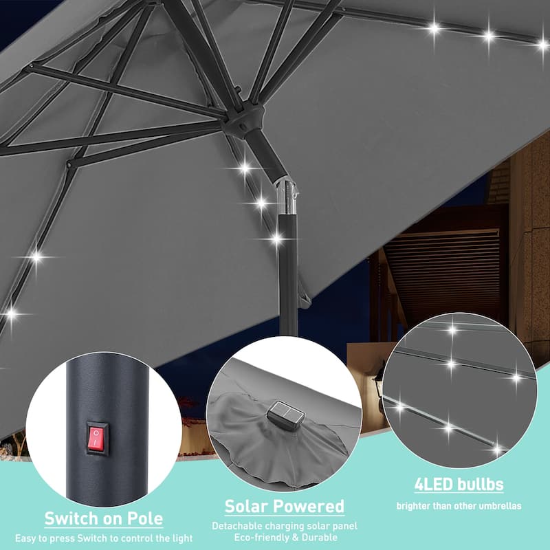 Autlaycil 10FT Solar Power LED Lights Patio Umbrella