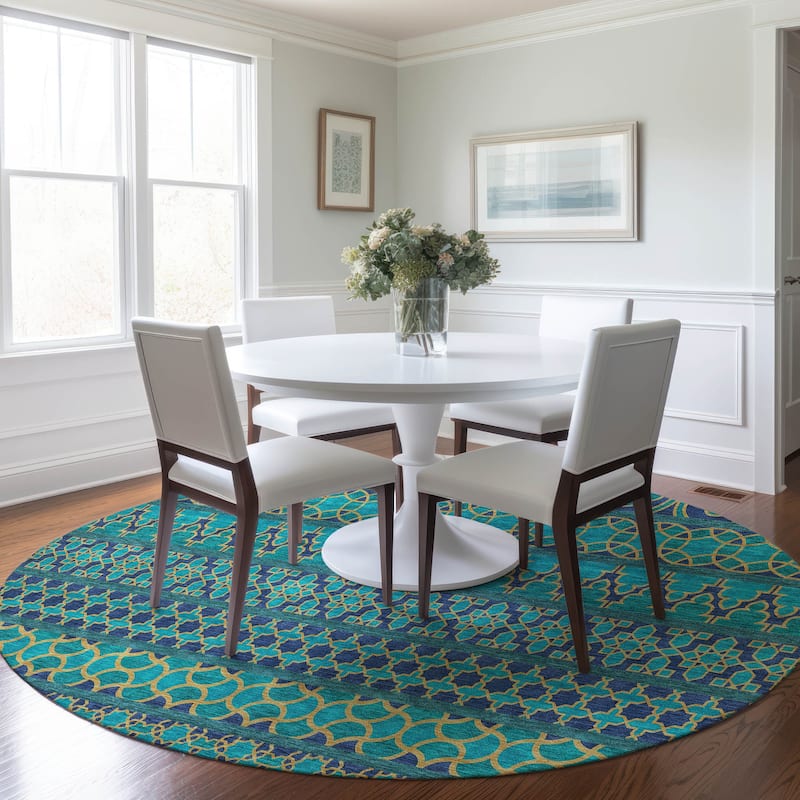 Machine Washable Indoor/ Outdoor Chantille Stripe Boho Rug