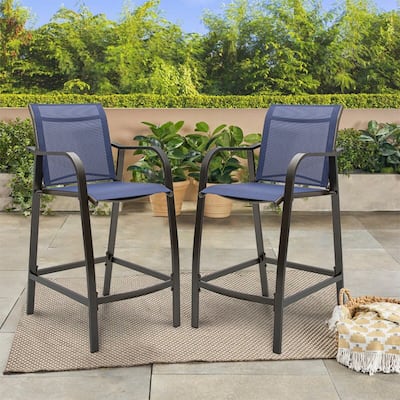 All-Weather Aluminum Outdoor Counter Height Bar Stools (Set of 2) - 21.7"W x 25.6"D x 43.7"H