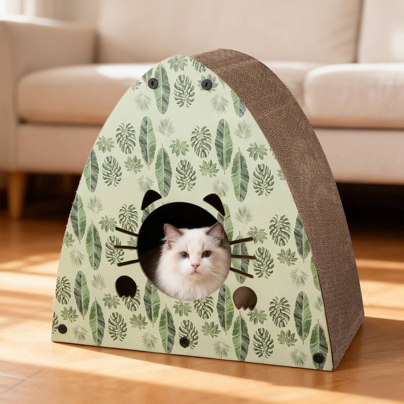 Koko 19" Cardboard Triangle Cat Cave Scratcher with Catnip