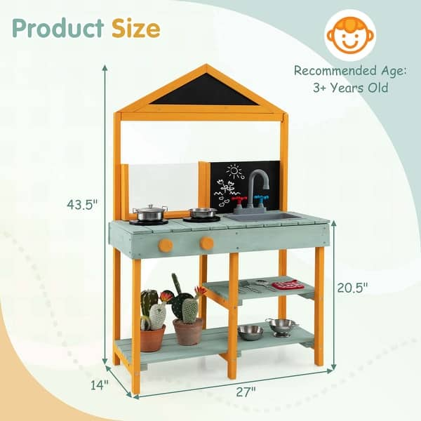 Costway Kids Kitchen Playset Outdoor Mud Kitchen with Root Viewer - See Details